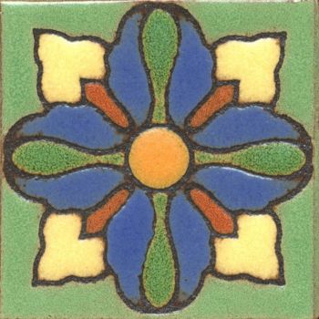 3.6x3.6” Lily Dot deco satin-Green tile