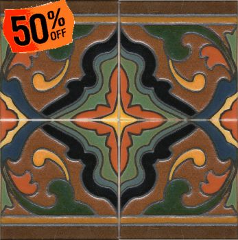 Presidio deco satin-Brown(4 Tile repeat) 12x12” 