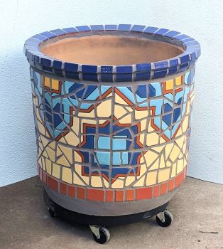 Mirasol Rising Mosaic Drum Planter