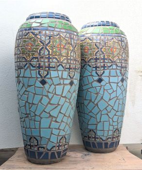 Blue Azulejo Mosaic Urns