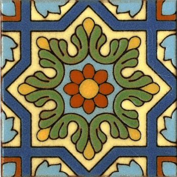 6 by 6 inch historic handglazed Spanish tile