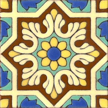 6x6 inch Spanish historic medieval hand glazed cuerda seca decorative tile patte