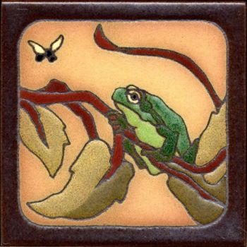 6x6” Frog Sitting right deco satin-Classic tile