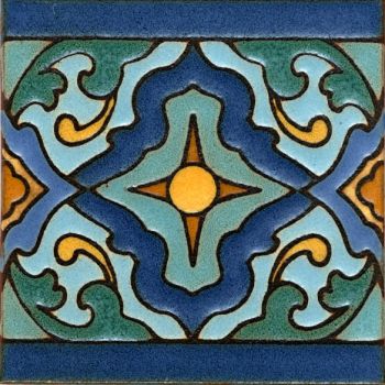 Presidio Full deco satin-Blue 6x6” tile pattern