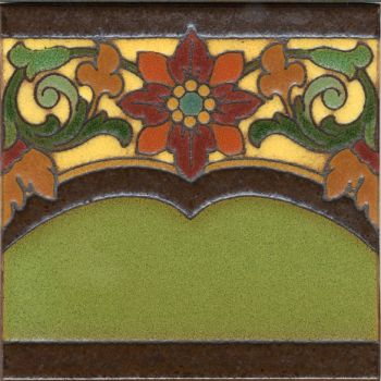 Victory Flower deco satin-Green 6x6” tile pattern