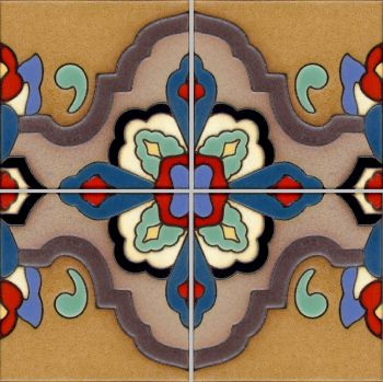 Loggia  deco satin-Taupe  (4 Tile Repeat) 12x12” tile pattern