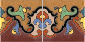 Trumpet deco satin- Rust (2 Tile Repeat)  6x12” tile pattern