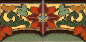 Victory Flower deco satin-Cream  6x12” tile pattern