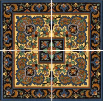 A compilation of the Malibu Potteries' tile rug patterns.