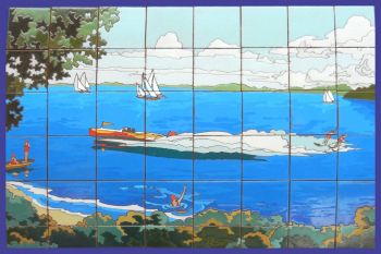 Boating on the Lake Mural 48x36
