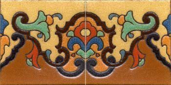 Trumpet deco combo- Rust  (2 Tile Repeat)  6x12” tile pattern