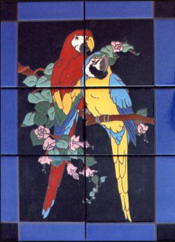 LE Hollywood Macaws Mural  16x22" tile