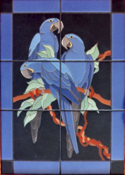 LE Blue Hyacinth Macaws Mural  16 by 22 inch tile