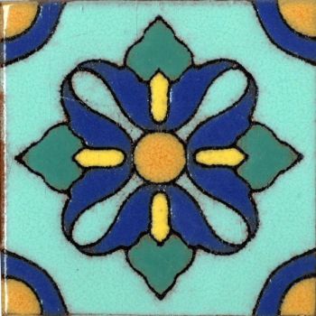 3.8 x 3.8" Lily Ornate Dot deco gloss-blue