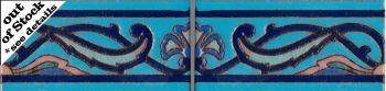 2 Tile  3x6” Persian Vine Liner deco gloss-blue