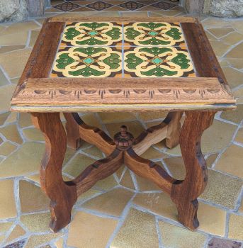 Mariposa Table with vintage wooden base