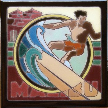 Malibu Surfer Mural  8x8" tile