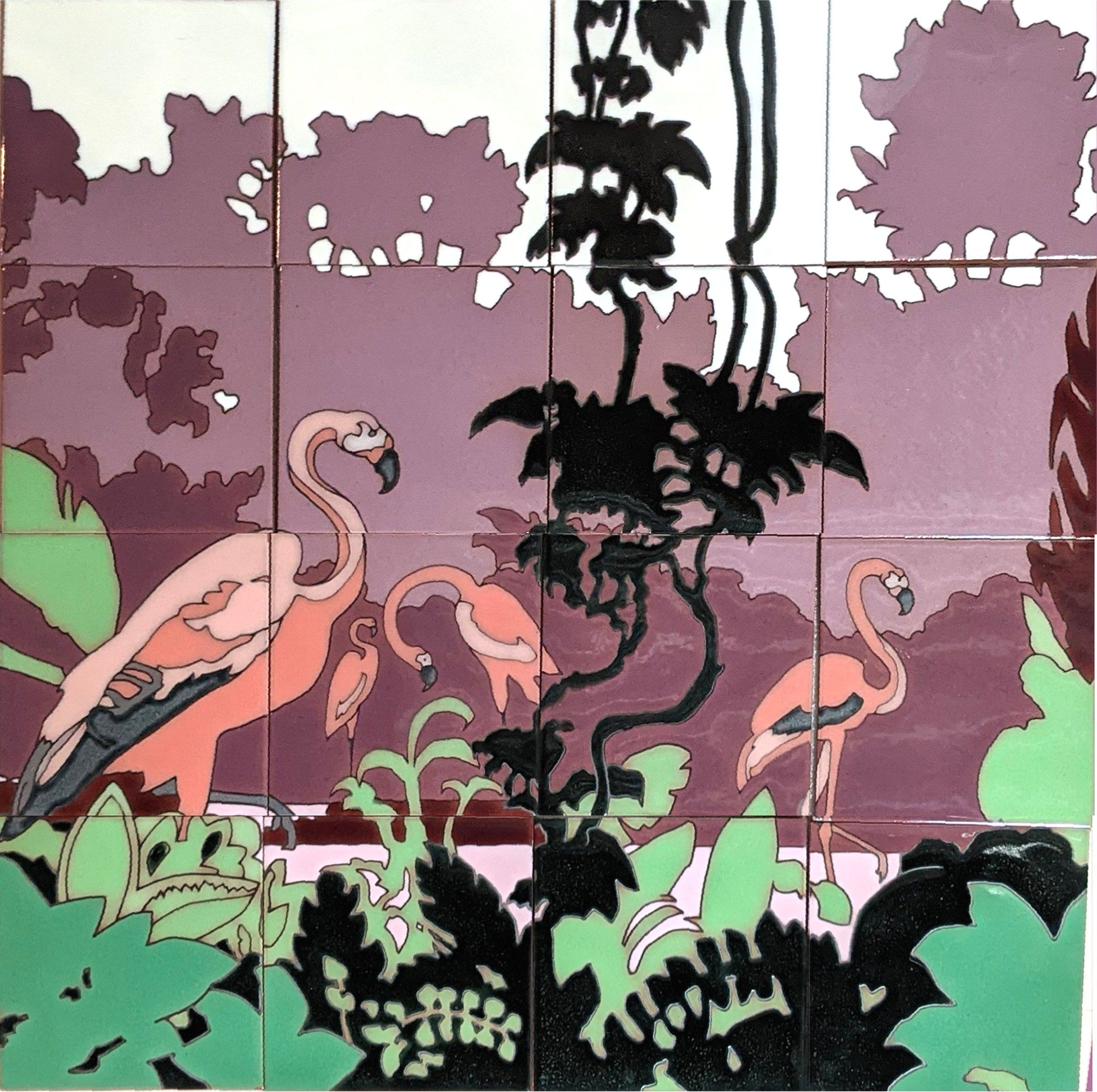 Art Deco Flamingo Mural - gloss | RTK 24x24\