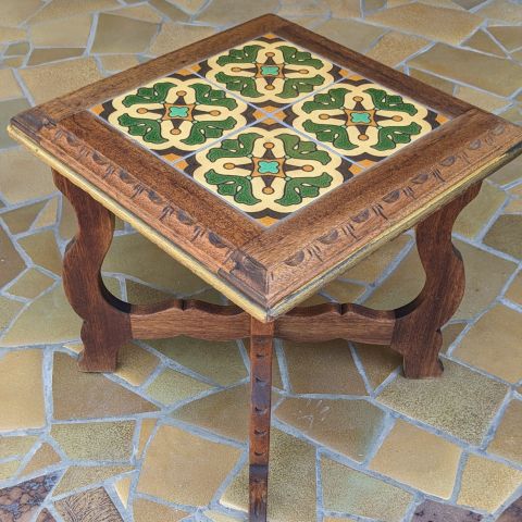 Mariposa Table with vintage wooden base